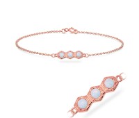 Rose Gold Plated Opal on Hexagon Silver Bracelet BRS-544-RO-GP